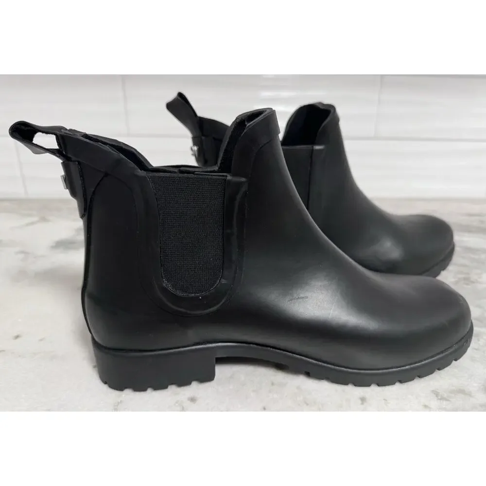 Stuart Weitzman Black Rubber Chelsea Boots Booties Size 8B - Picture 4 of 10